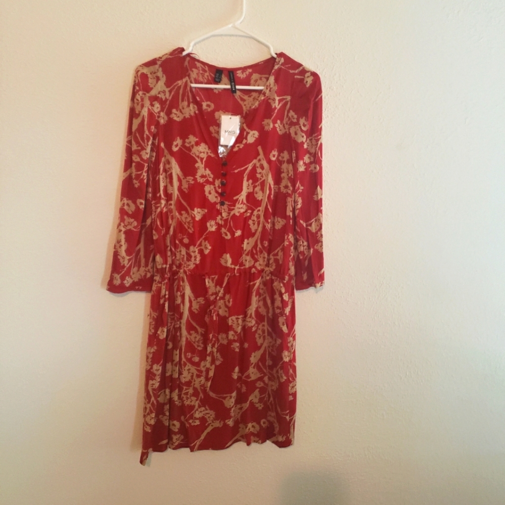 MANGO MNG red-tan dress